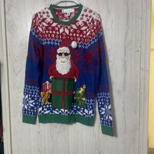 Jolly Sweaters Santa Drink Pouch Ugly Christmas Sweater Size Small